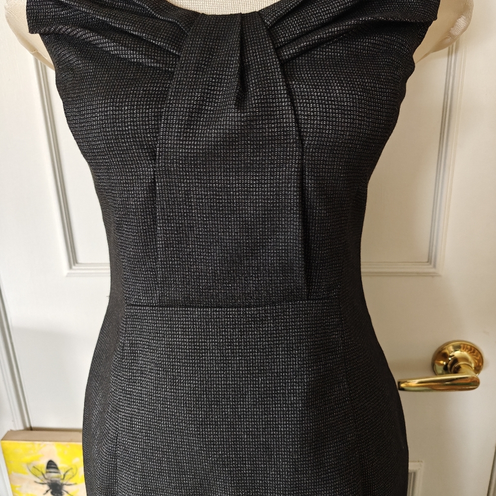 Black and grey/silver sheath dress, lux, chic - check pattern size Aus 8 (small)